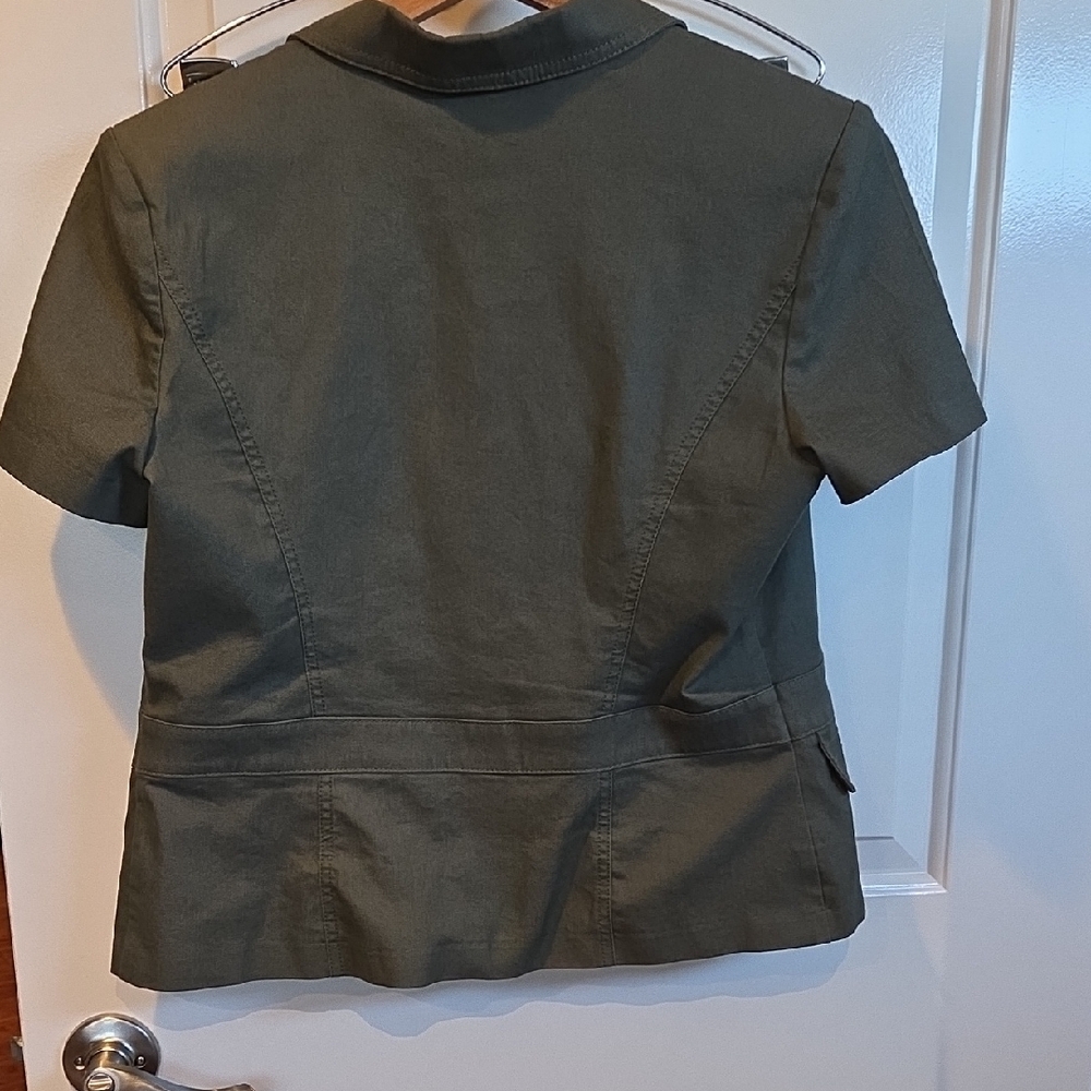 Olive Short Sleeve Blazer - Picture 3 of 4
